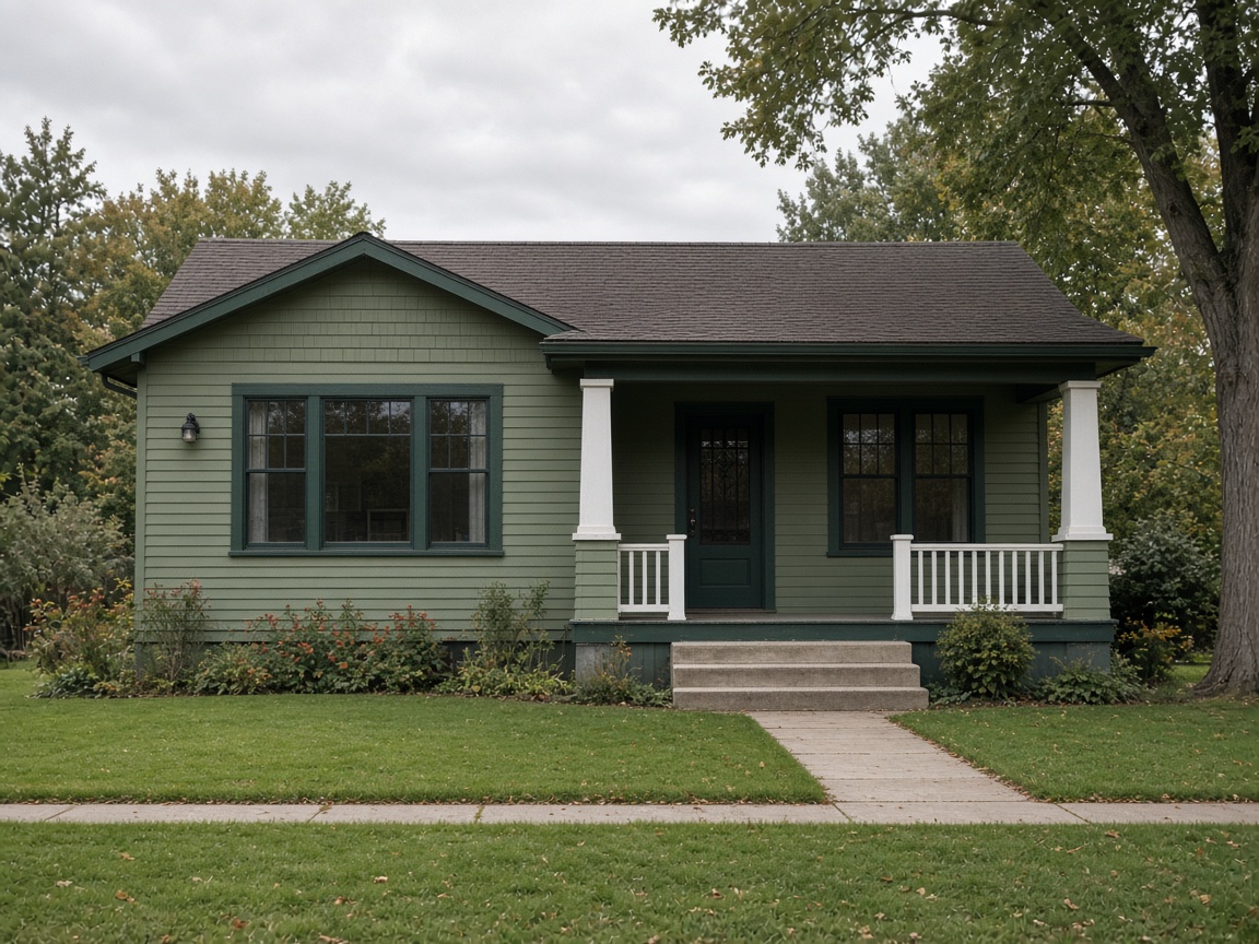 Painted bungalow, siding and trim